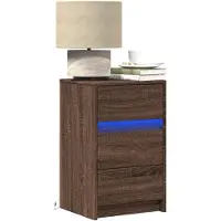 vidaXL Armoire de chevet avec lumières LED blanc bois d'ingénierie
