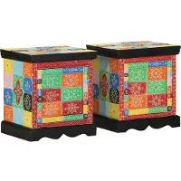 vidaXL Table de chevet multicolore 40x35x45 cm bois de manguier solide