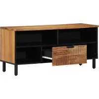 vidaXL Meuble TV avec étagère, marron, 100 x 33 x 46 cm, bois massif de manguier