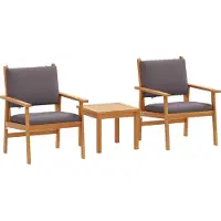 vidaXL Ensemble de canapés de jardin , 3 pièces, 2 places, anthracite, en bois d'acacia massif