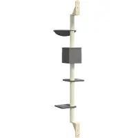 vidaXL Arbre à chat avec colonne griffoir montage mural gris foncé 187 cm