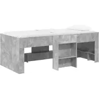 vidaXL Lit superposé pour enfants , couleur gris béton, dimensions 90 x 190 cm, fabriqué en panneaux de particules