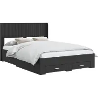 vidaXL Sommier avec rangement et tête de lit Noir 135 x 190 cm