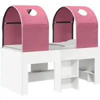 vidaXL Lit avec tunnel, 3 pièces, blanc et rose, en bois composite