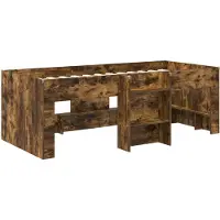 vidaXL Lit superposé pour enfants , en bois imitation chêne fumé, dimensions 90 x 200 cm