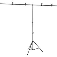 Syfax Support de fond en forme de T Noir 201x60x(70-200) cm