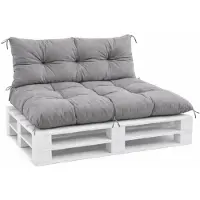 VBChome Coussins pour palettes 120 x 80 et 120 x 40 cm pour palettes Euro, mobilier, support de palette, jardin, balcon, 12 couleurs, rembourrage en flocons de mousse, gris, lot de 2