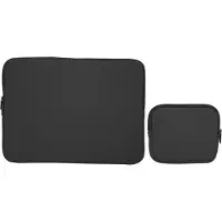 Gistuch Housse d'ordinateur portable unicolore, sac à main pour ordinateur portable, sac de transport, sacoche à filet avec fermeture éclair, noir, 14 pouces