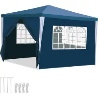 Izrielar Tente de réception avec parois latérales, porte à fermeture éclair et fenêtres, protection anti-UV, 3 x 3 m, bleue