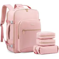 Unyqoos Sac à dos de voyage pour femmes, cabine 40 L – Sac à dos cabine 46 x 36 x 20 cm, compartiment pour ordinateur portable jusqu'à 17,3 pouces, ouverture à 180°, polyester imperméable