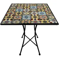 Axi Camilla Table De Bistrot Yellow Breeze - Mosaïque | Petite Table Basse, Design Carré, Carreaux En Céramique | Balcon, Terrasse Ou Balcon - Charge
