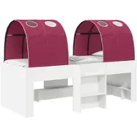 vidaXL Lit avec tunnel, 3 pièces, blanc et rouge, en bois composite