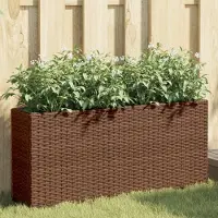 Prolenta Maison Exclusive - Ensemble de 2 jardinières avec 2 pots, 2 pièces, marron, 90 x 20 x 40 cm, rotin synthétique