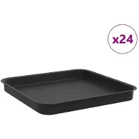 vidaXL Plateau à fleurs carré, 24 pièces, noir, 25,5 x 25,5 x 2,5 cm