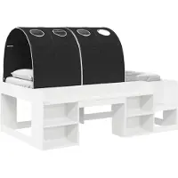 Syfax Cadre de lit avec tunnel 3 pc Blanc et noir Bois d'ingénierie