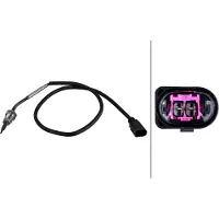 Hella Capteur de température des gaz d'échappement 2 pôles 550 mm câble pour e.a. VW TRANSPORTER