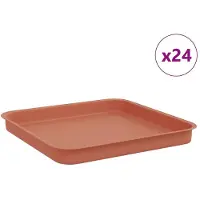 vidaXL Plateau à fleurs carré, 24 pièces, rouge brique, en plastique