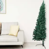 Prolenta Maison Exclusive - Demi-sapin de Noël artificiel avec boules lumineuses, vert, 150 cm