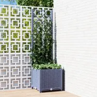 Prolenta Maison Exclusive - Jardinière avec treillis bleu-gris 40 x 40 x 136 cm PP