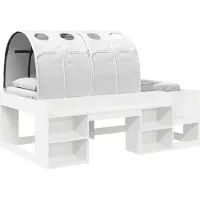 Syfax Cadre de lit avec tunnel 3 pc Blanc Bois d'ingénierie