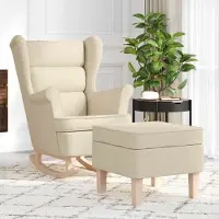 Prolenta Maison Exclusive - Fauteuil à bascule avec repose-pieds, tissu crème