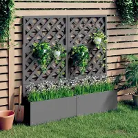 Prolenta Maison Exclusive - Jardinières avec treillis, lot de 2, gris, 65 x 33 x 135 cm, WPC