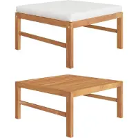 Prolenta Maison Exclusive - Repose-pieds avec coussin crème en teck massif