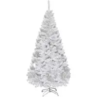Costway Sapin de Noël artificiel 210cm avec 950 pointes, aiguilles en PVC & support en métal, sapin de Noël idéal pour la maison, le bureau & les magasins, blanc