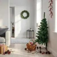 Prolenta Maison Exclusive - Demi-sapin de Noël artificiel avec support, vert, 120 cm, PVC