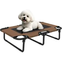 PawHut Lit surélevé pliable pour chien , lit pour animal de compagnie, couchage d'extérieur pour chien, couleur café