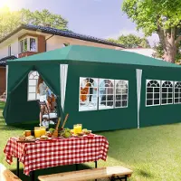 Hebitod 3x6m Pavillon de jardin avec parties latérales avec tube en fer tente portable étanche, vert