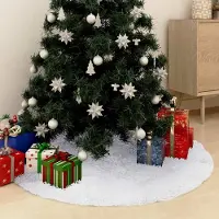 Prolenta Maison Exclusive - Jupe en forme de sapin de Noël, blanche, 122 cm, Fourrure artificielle