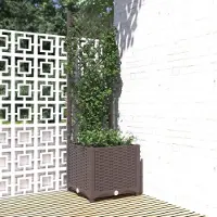 Prolenta Maison Exclusive - Bac à plantes avec treillis, marron, 40 x 40 x 136 cm, PP