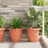 Prolenta Maison Exclusive - Jardinières, lot de 24 pièces, couleur brique, diamètre 39 cm, hauteur 32 cm, en plastique