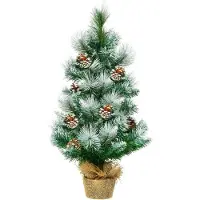 StarTech.com Mini sapin de Noël artificiel - Sapin de Noël de table - 60 cm - Socle en ciment - Avec pommes de pin - Vert