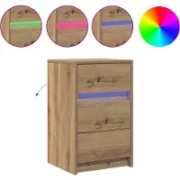 Syfax Cabinet de chevet Chêne artisanal 38 x 34 x 61 cm