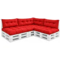 VBChome Coussins pour palettes 120 x 80, 120 x 40 et 70 x 40 cm pour palettes Europe, meubles, support de palette, jardin, balcon, 12 couleurs, rembourrage en flocons de mousse, rouge, lot de 7