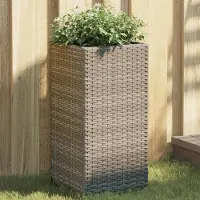 Prolenta Maison Exclusive - Lot de 2 jardinières, gris, 30 x 30 x 60 cm, en rotin synthétique
