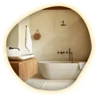Tulup (67x67,5 cm) Miroir Lumineux LED Irrégulier Asymétrique Lumière Chaude Blanche Design Moderne Salon Chambre
