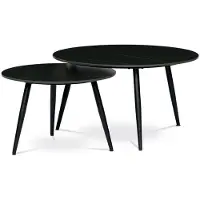 Autronic Set de 2 tables basses ø80cm et ø60cm, plateau en céramique noire, pieds en métal noir