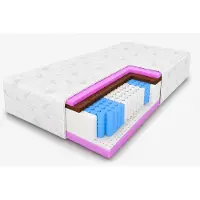 MARPUR Matelas à ressorts ensachés 180x200, confort, 7 zones, fermeté H3/H4, hauteur 26 cm, avec latex et fibres de coco
