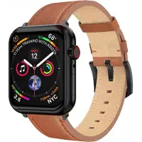 Swissten - Bracelet en cuir pour Apple Watch 42-49mm (marron/noir)