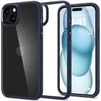 Spigen Ultra Hybrid, bleu marine - iPhone 15 (Apple iPhone 15), Coque pour téléphone portable, Bleu