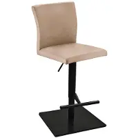 NABER Buono KM, tabouret, structure noire mate, forme carrée, revêtement kaki clair