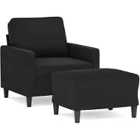 vidaXL Fauteuil avec pouf noir 60 cm velours