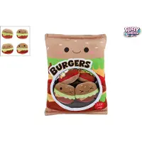 VAN MANEN Fluffy Menu Zak met 4 Hamburgers Pluche - 40cm