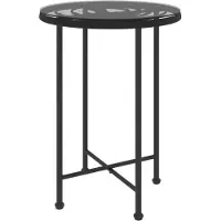 Syfax Table de salle à manger Noir Ø55 cm Verre trempé et acier