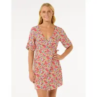 Rip Curl Las Dalias Ditsy Wrap Short Sleeve Short Dress Multicolore XS Femme