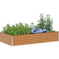 vidaXL Lit surélevé brun clair 195 x 100 x 36 cm Acier galvanisé