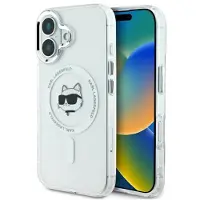 Karl Lagerfeld Coque rigide MagSafe blanche pour iPhone 16 Plus